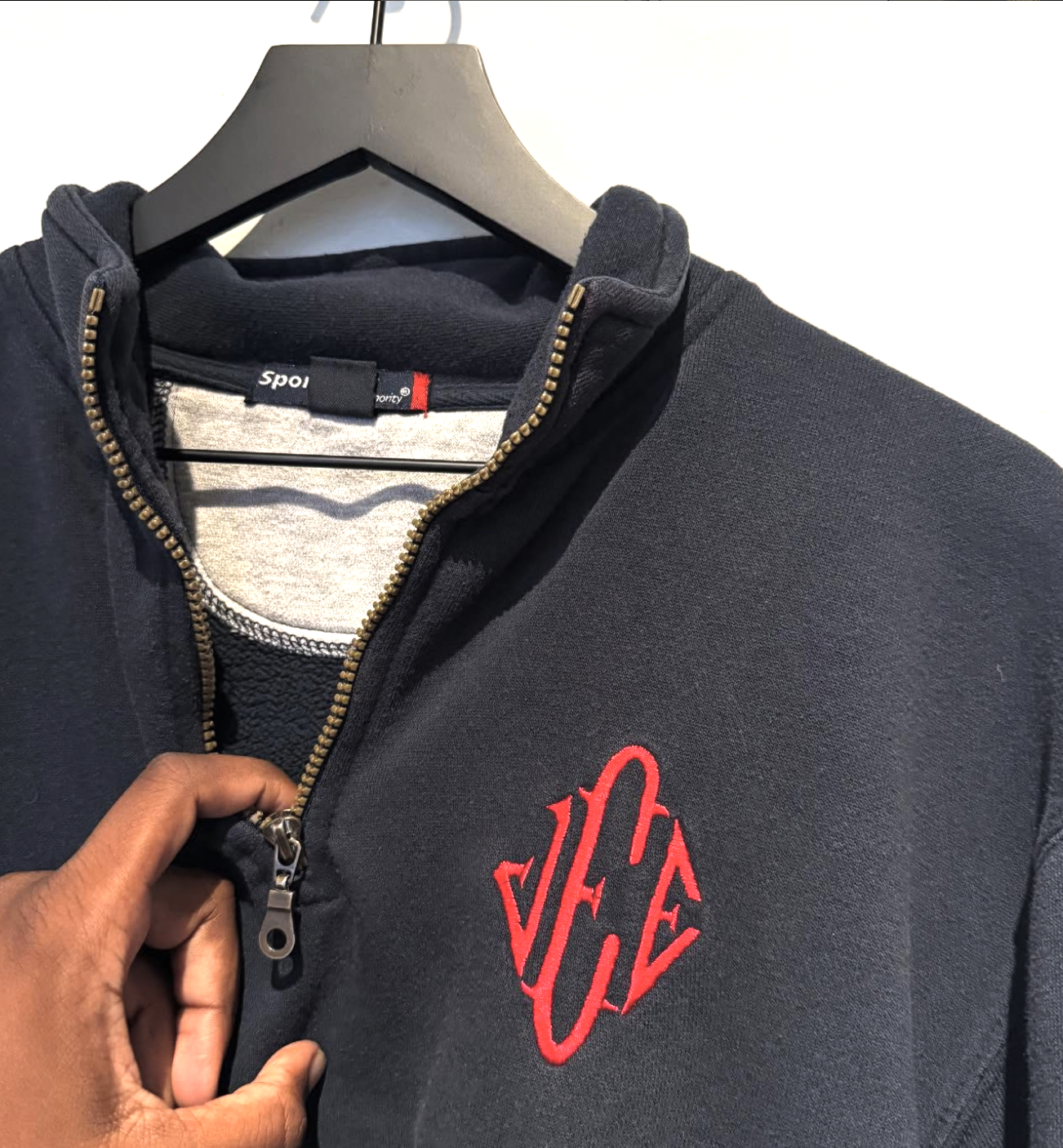 Custom Embroidered Jeffrey Epstein Port Authority Quarter Zip Navy Blue Jacket